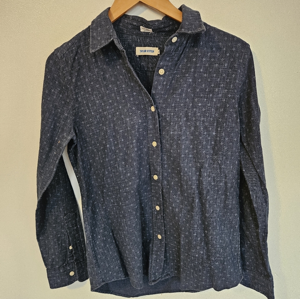 TAYLOR STITCH Men's Navy Staurburst Airy Cotton Long Sleeve Woven Shirt Sz M